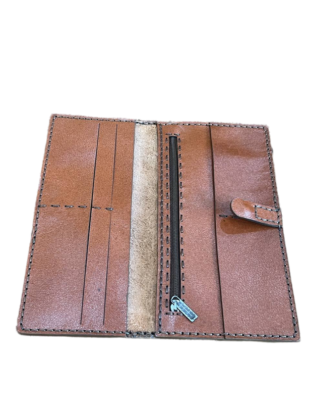 کیف پول چرم دست دوز چرم افکتی گاوی اسپرت کد078